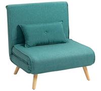 HOMCOM Sillón Convertible 1 Plaza 4 en 1, calentador y sillón cama con respaldo ajustable en 5 posiciones, almohada incluida, sofá cama clic-clac para invitados, sala de estar, oficina, verde