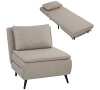 HOMCOM Sillón Convertible 1 Plaza, 75 x 188 cm, Sillón Clic-Clac 3 en 1 con respaldo ajustable, almohada, asiento ancho, muelles en S, acolchado en lino, para invitados, salón, oficina, marrón