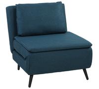 HOMCOM Sillón Convertible 1 Plaza, Sillón-Cama Clic-Clac 3 en 1 con Respaldo Regulable, Almohada, Asiento Amplio, Azul
