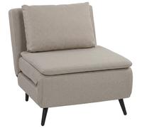 HOMCOM Sillón Convertible 1 Plaza, Sillón-Cama Clic-Clac 3 en 1 con Respaldo Regulable, Cojín, Asiento Amplio, Marrón Claro