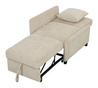 HOMCOM Sillón Convertible 1 Plaza Sillón Cama Clic-Clac 4 en 1 Tapizado en Chenilla Respaldo Ajustable Asiento Amplio Beige Aosom España