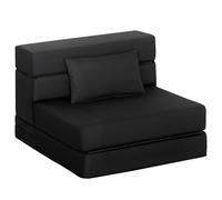 HOMCOM Sillón convertible 1 plaza, sillón cama plegable, cojín incluido, para invitados, salón, espacio pequeño, carga 120 kg, negro Aosom España