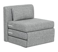 HOMCOM Sillón convertible 1 plaza, sillón reclinable 1 plaza con cojín incluido, colchón de tres pliegues para invitados, sala de estar, carga 240 kg, tela gris anti-pelusas
