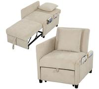 HOMCOM Sillón Convertible 1 Plaza sofá Cama Clic-Clac 4-en-1 Beige