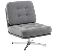 HOMCOM Sillón de acento giratorio, butaca de lectura acolchada con chenilla, asiento amplio, cojín con muelles y patas metálicas, Gris claro Aosom España