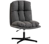 HOMCOM Sillón de acento giratorio, sillón de lectura de tela efecto lino sin reposabrazos con asiento amplio y patas metálicas, Gris oscuro Aosom España