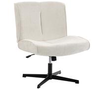 HOMCOM Sillón de acento giratorio, sillón lounge tapizado de terciopelo con regulación de altura para salón, oficina, Blanco crema