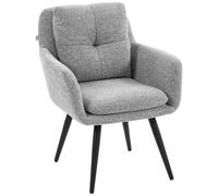 HOMCOM Sillón de acento moderno, sillón tapizado con patas metálicas, aspecto lino, Gris claro Aosom España