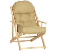HOMCOM Sillón de acento, Sillón de relax, respaldo ajustable, marco de madera de haya, hasta 120 kg, Marrón Aosom España