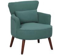 HOMCOM Sillón de Apoyo Moderno, Sillón de Acento Tapizado con Cojín Lumbar, Patas de Madera de Caucho, Verde Oscuro Aosom España