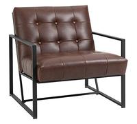 HomCom Sillón de Estilo Industrial Acolchado con Botones de Metal y PU marrón
