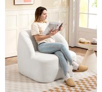 HOMCOM Sillón de Lectura Tapizado en Borreguito Diseño Curvo Acolchado Grueso No Requiere Montaje Crema