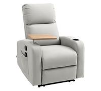 Homcom sillón de masaje con 8 puntos de masaje sillón relax eléctrico sofá relax con 4 modos reclinación 145° mando a distancia mesita 2 bolsillos laterales y posavasos 77x93x105 cm gris claro