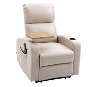 Homcom sillón de masaje con 8 puntos de masaje sillón relax eléctrico sofá relax con 4 modos reclinación 145° mando a distancia mesita 2 bolsillos laterales y posavasos 77x93x105 cm beige