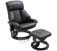 HOMCOM Sillón de masaje con reposapiés, 10 puntos de vibración, respaldo ajustable a 145°, Negro