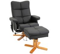 HOMCOM Sillón de Masaje con Reposapiés Almacenamiento Función Reclinable Sillón TV Asiento 145° Inclinación Poliéster Negro 80x86x99 cm Aosom España