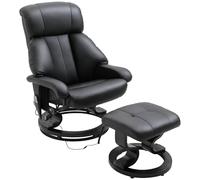 HOMCOM Sillón de masaje con reposapiés, 10 puntos de vibración, respaldo ajustable a 145°, Negro