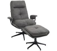 HOMCOM Sillón de relajación con taburete, sillón de TV con pie giratorio, sillón de TV con función reclinable para sala de estar, dormitorio, hasta 150 kg de carga, poliéster, acero, gris oscuro Gray