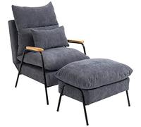 HOMCOM Sillón de Relax con Reposapiés Sillón Reclinable con Respaldo Ajustable Tapizado en Pana Marco de Acero y Cojines para Salón 68x91,5x88 cm Gris