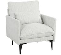 HOMCOM Sillón de salón acolchado de lino transpirable 73 x 80 x 80 cm blanco
