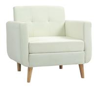 Homcom sillón de salón butaca para dormitorio moderno 78 cm con reposabrazos y patas de madera sillón pequeño para oficina sala de estar crema