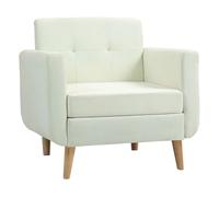 Homcom sillón de salón butaca para dormitorio moderno 78 cm con reposabrazos y patas de madera sillón pequeño para oficina sala de estar crema