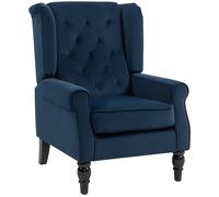 HOMCOM Sillón de salón capitoné con asiento amplio, patas de madera, estilo clásico, gran confort, 74x86x102cm, azul oscuro
