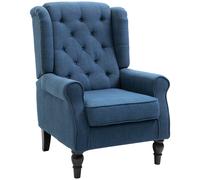 HOMCOM Sillón de Salón con Reposacabezas y Patas de Madera Butaca Carga 160 kg para Dormitorio Oficina Sala de Estar 74x86x102 cm Azul Aosom España