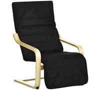 HOMCOM Sillón de Salón con Reposapiés Ajustable, Butaca de Salón Tapizada en Lino Sintético con Marco de Madera, Sillón de Relax para Dormitorio, Oficina, Estudio, 66,5x94x100 cm, Negro