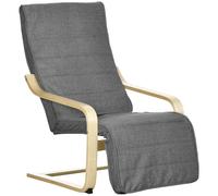 HomCom Sillón de salón con reposapiés ajustable, tapizado lino sintético, marco madera, crema
