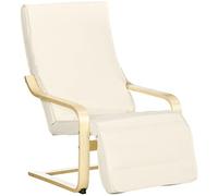 HOMCOM Sillón de Salón con Reposapiés Ajustable, Butaca de Salón Tapizada en Lino Sintético con Marco de Madera, Sillón de Relax para Dormitorio, Oficina, Estudio, 66,5x94x100 cm, Crema