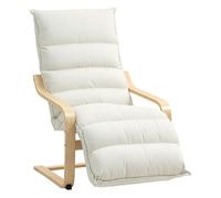 Homcom sillón de salón con reposapiés ajustable, butaca de salón tapizada en terciopelo, marco de madera, sillón de relax para dormitorio, oficina, estudio, 67x93x105 cm, crema