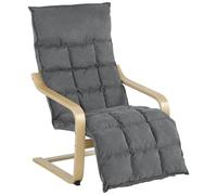 HOMCOM Sillón de Salón con Reposapiés Balanceo Suave, Respaldo Alto Gris | Butaca de Salón Tapizada en Lino, Asiento Amplio, Sillón de Relax, Dormitorio Oficina Estudio