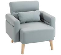 HOMCOM Sofá de 1 Plaza Tapizado en Cuero Sintético Sofá de Salón de 77 cm con Reposabrazos Acolchado Grueso Respaldo Acanalado y Patas de Madera para Dormitorio Sala de Estar Gris