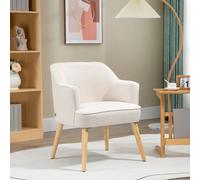 HomCom Sillón de salón tapizado en lino - patas de madera - 64,5x65x79,5 cm - crema