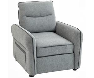 HOMCOM Sillón de salón de terciopelo egipcio 80 cm, asiento y respaldo acolchados, bolsillo lateral, estilo contemporáneo, sofá para dormitorio, apartamento, pequeño espacio, gris