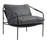 HOMCOM Sillón de salón en piel PU y estructura metálica con cojines gruesos, 74.5x75x77 cm, Gris carbón Aosom España
