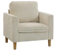HOMCOM Sillón de salón en terciopelo acanalado, sofá 1 plaza acolchado con asiento amplio y cojín con muelles, 83x74x87cm, beige Aosom España