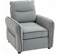 HOMCOM Sillón de salón de terciopelo egipcio 80 cm, asiento y respaldo acolchados, bolsillo lateral, estilo contemporáneo, sofá para dormitorio, apartamento, pequeño espacio, gris