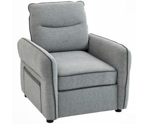 HOMCOM Sillón de salón en Terciopelo Egipcio 80x81x90 cm, Gris | Asiento y respaldo acolchados, bolsillo lateral, estilo contemporáneo, sofá para dormitorio, apartamento, espacio pequeño