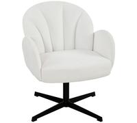 HOMCOM Sillón de Salón Giratorio Butaca de Salón Tapizada Terciopelo con Respaldo en Forma de Concha Cojín con Resortes Crema
