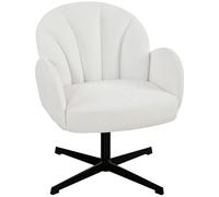 HOMCOM Sillón de Salón Giratorio, Butaca de Salón Tapizada en Terciopelo con Respaldo en Forma de Concha, Cojín con Resortes, Base Cruzada, Sillón de Relax para Dormitorio, Oficina, Estudio, Crema