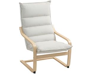 HOMCOM Sillón de Salón Moderno con Respaldo Alto Acolchado Patas de Madera y Tapizado en Terciopelo 67x83x105 cm Crema