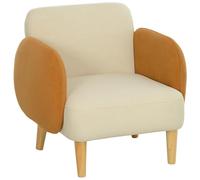HOMCOM Sillón de Salón Nórdico Butaca para Dormitorio con Reposabrazos y Patas de Madera Sofá Individual Carga 120 kg para Oficina Sala de Estar Beige y Ocre