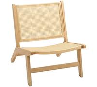 HOMCOM Butaca de Salón con Respaldo y Asiento Amplio de Ratán Marco de Madera para Dormitorio Sala de Estar Natural Natural