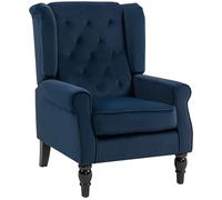 HOMCOM Sillón de Salón, Sillón Capitonado con Patas de Madera, Asiento Grande, Gran Confort, Estilo Clásico, 74 x 86 x 102 cm, Azul Oscuro