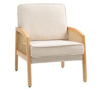 HOMCOM Sillón de Salón Moderno con Reposabrazos de Ratán Carga 120 kg Beige