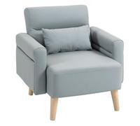 HOMCOM Sofá de 1 Plaza Tapizado en Cuero Sintético Sofá de Salón de 77 cm con Reposabrazos Acolchado Grueso Respaldo Acanalado y Patas de Madera para Dormitorio Sala de Estar Gris