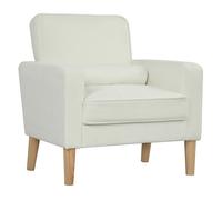 Homcom sillón de salón tapizado en terciopelo butaca de salón de 76 cm con asiento capitoné 1 almohada y patas de madera para espacios pequeños dormitorio sala de estar oficina crema