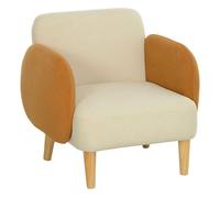 HOMCOM Sillón de Salón Nórdico Butaca para Dormitorio con Reposabrazos y Patas de Madera Sofá Individual Carga 120 kg para Oficina Sala de Estar Beige y Ocre
